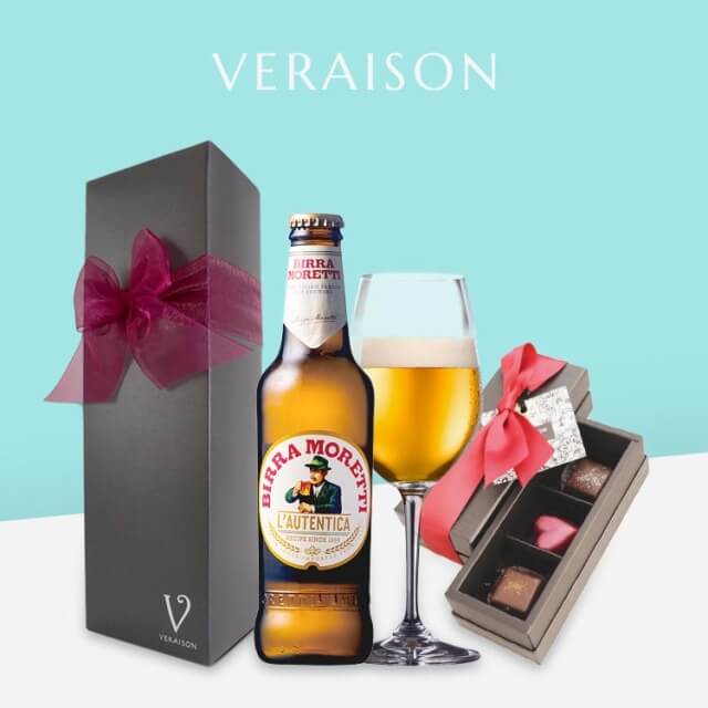 クラフトビール チョコレート ギフト モレッティビール 330 ml ボンボンショコラ リボン化粧箱