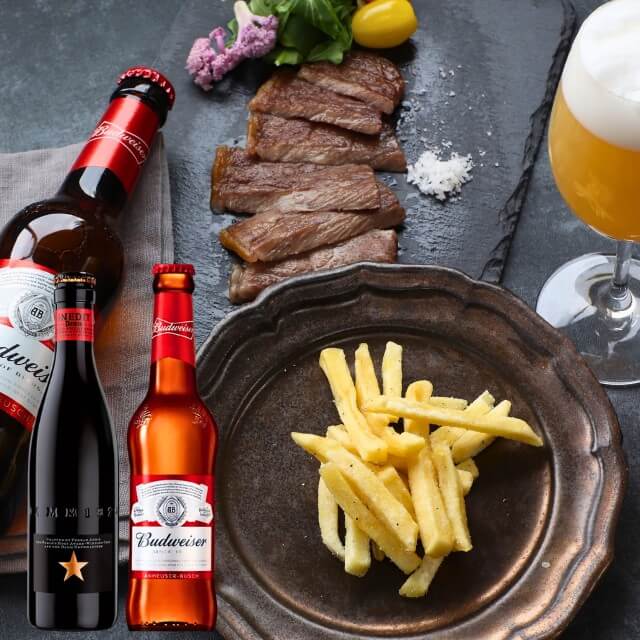 ビール 2本 おつまみ ギフト トリュフ国産ポテト バドワイザー イネディット 330 ml