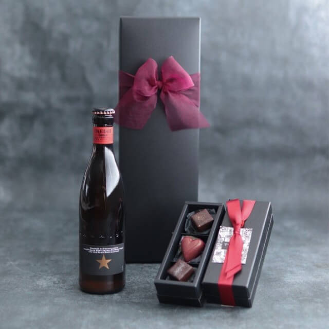 ビール チョコレート ギフト イネディット 330 ml ボンボンショコラ リボンギフト化粧箱