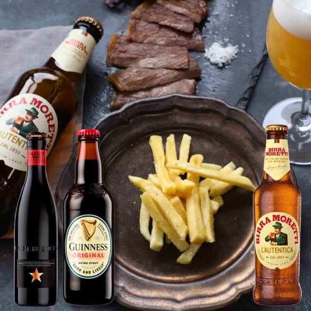 ビール 3本 おつまみ ギフト トリュフ国産ポテト イネディット ギネス エクストラスタウト モレッティ 330 ml