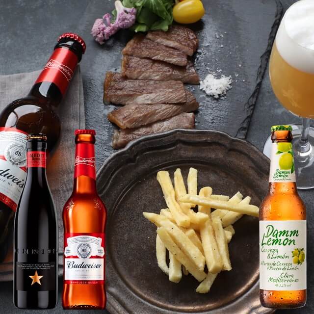 ビール 3本 おつまみ ギフト トリュフ国産ポテト バドワイザー イネディット ダムレモン 330 ml