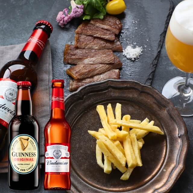 ビール 2本 おつまみ ギフト トリュフ国産ポテト バドワイザー ギネス エクストラスタウト 330 ml
